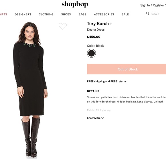 🦋 Tory Burch Deena Dress Jeweled neckline NWT - Picture 6 of 7